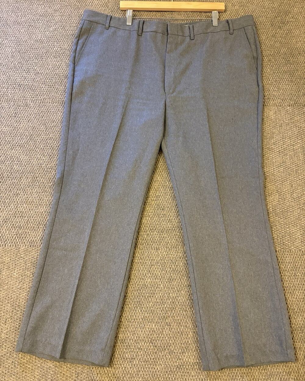 Alexander Lloyd Gray Men's Dress Pants 44W Flat Front Straight Leg Polyester